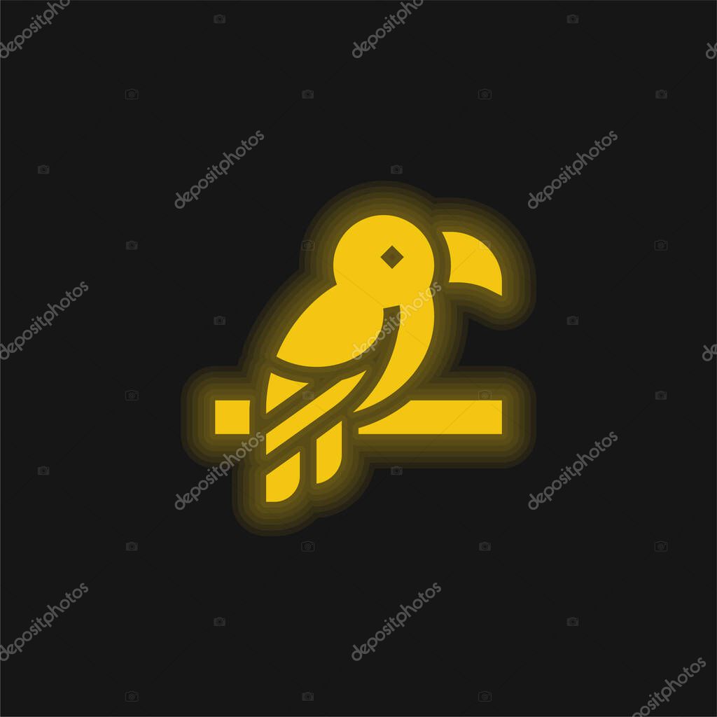 Bird yellow glowing neon icon