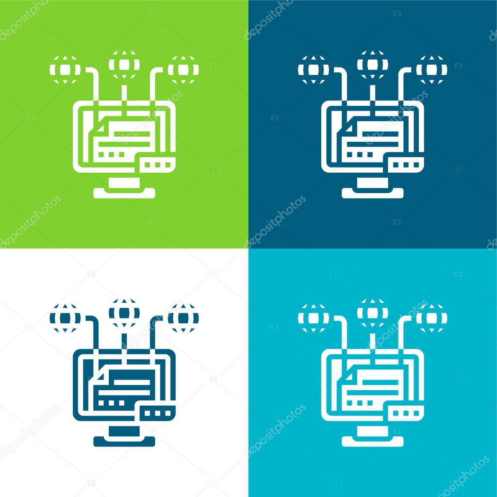 Attribution Flat four color minimal icon set