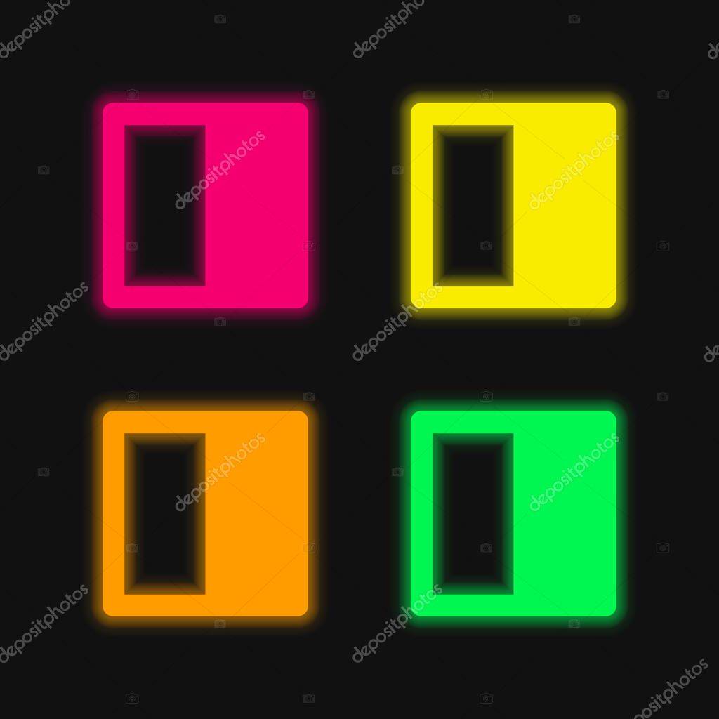 Black And White four color glowing neon vector icon
