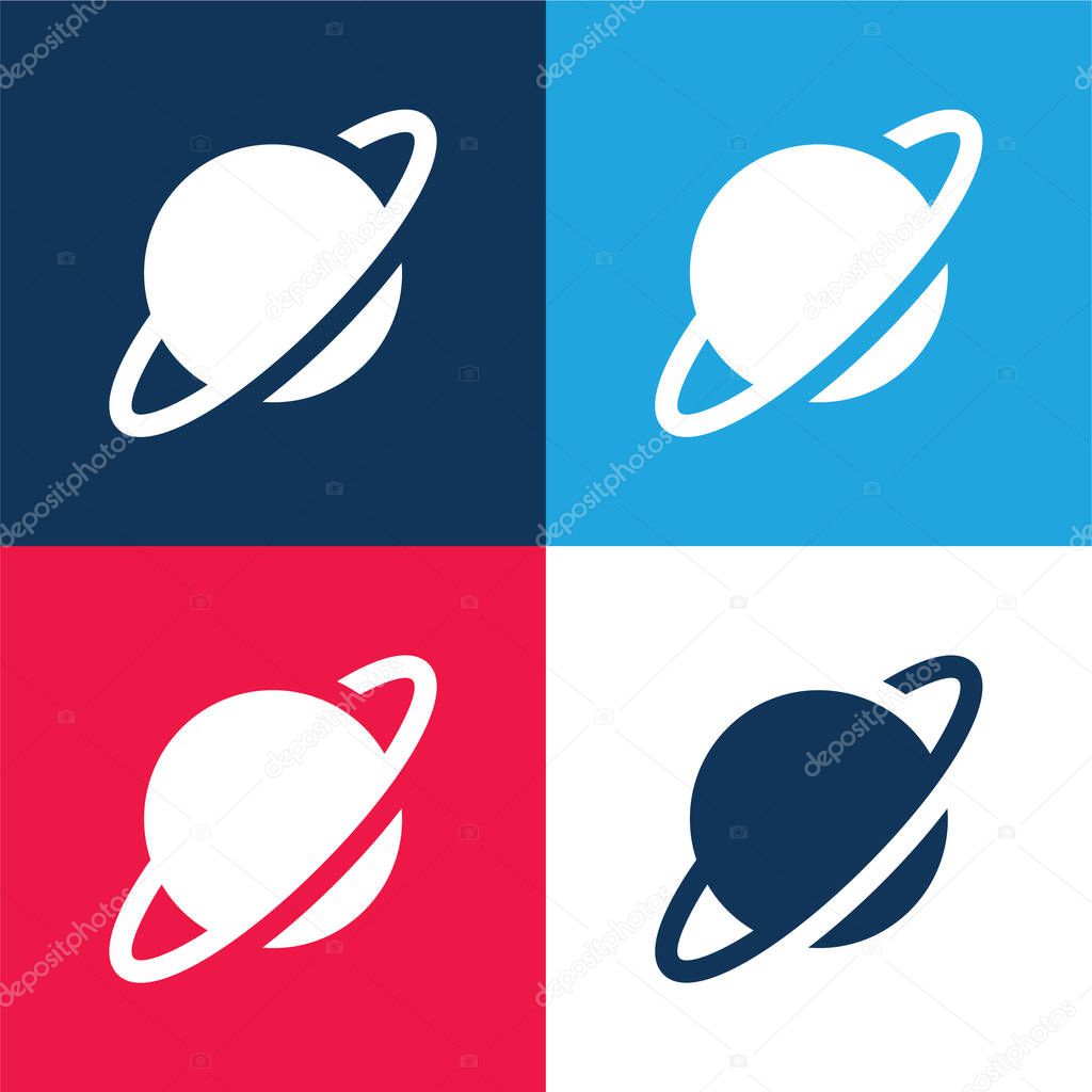 Asteroid blue and red four color minimal icon set