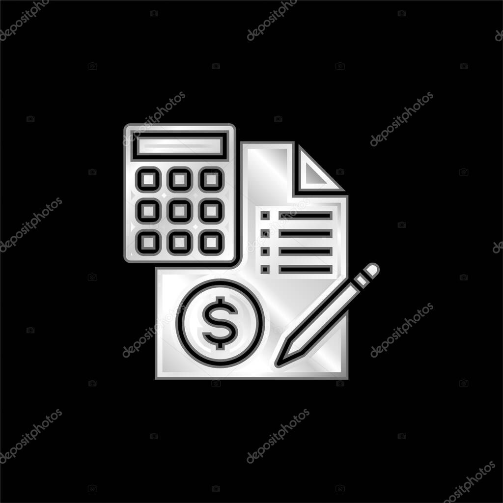 Accounting silver plated metallic icon