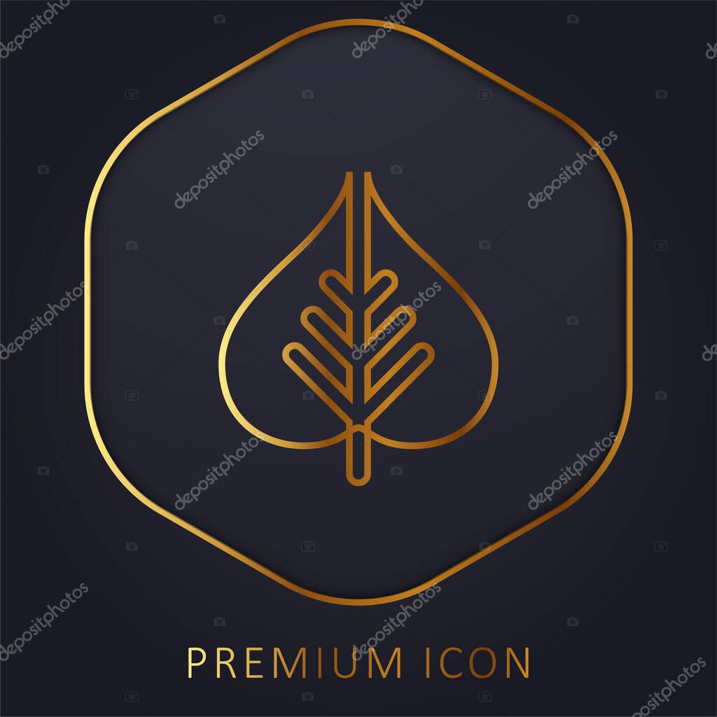 Bodhi Leaf golden line premium logo or icon