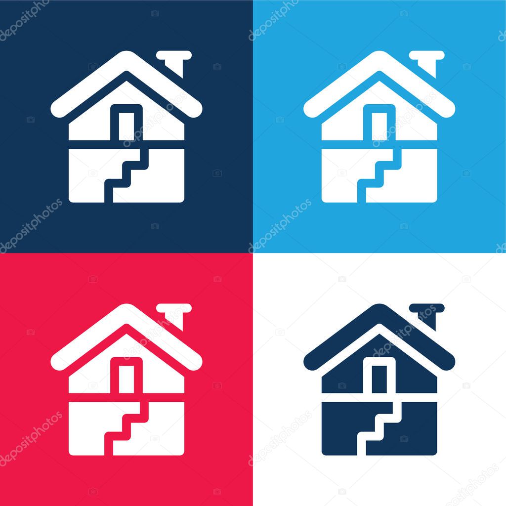 Basement blue and red four color minimal icon set
