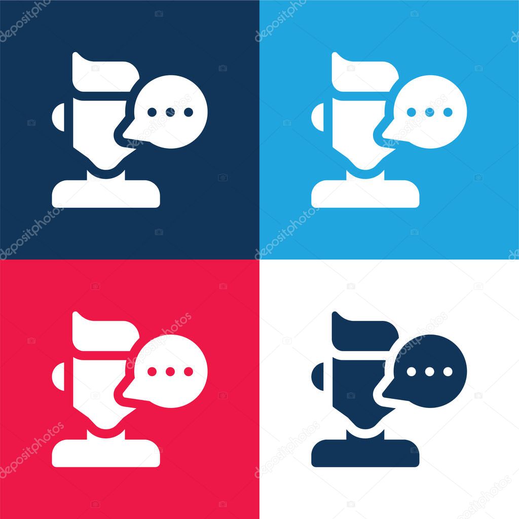 Blogger blue and red four color minimal icon set