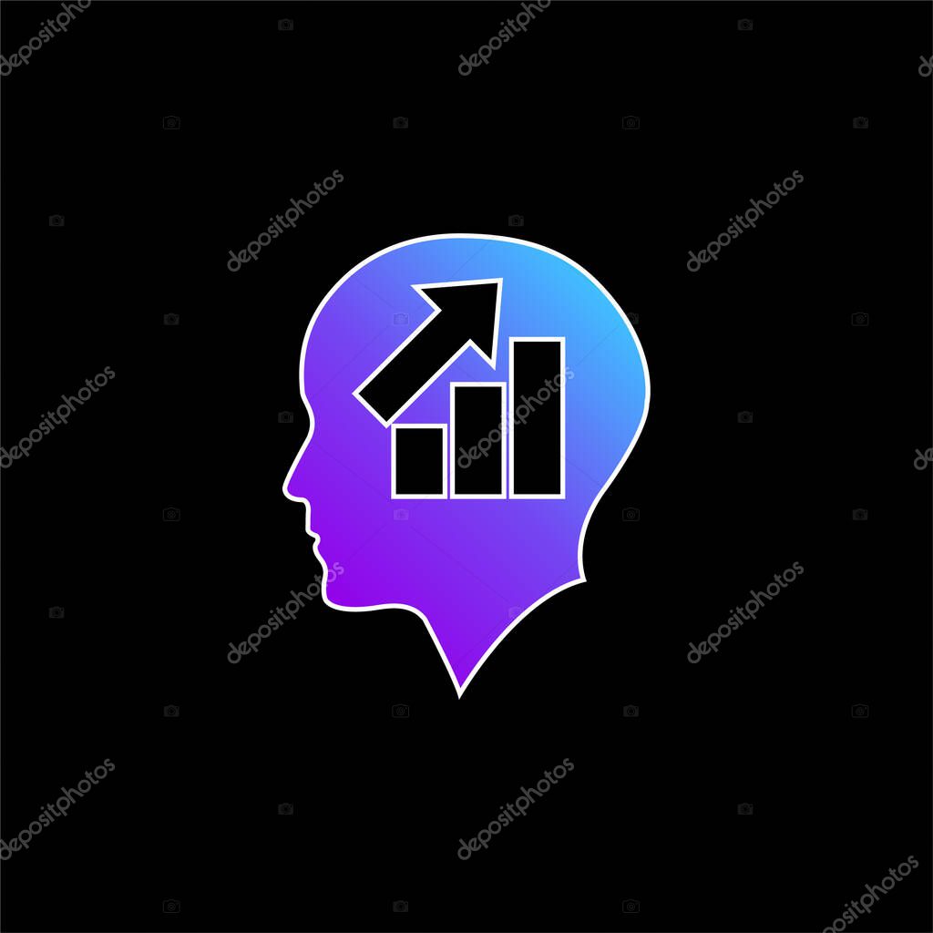 Bald Head Of A Businessman With Ascendant Graphic Of Bars blue gradient vector icon