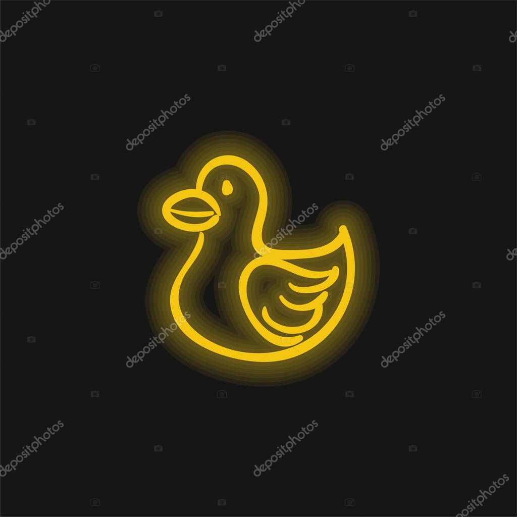 Bird Animal Shape Toy yellow glowing neon icon