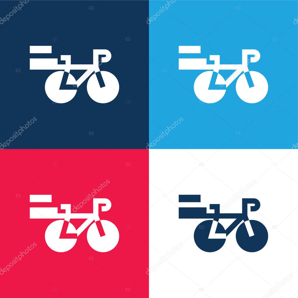Bike blue and red four color minimal icon set