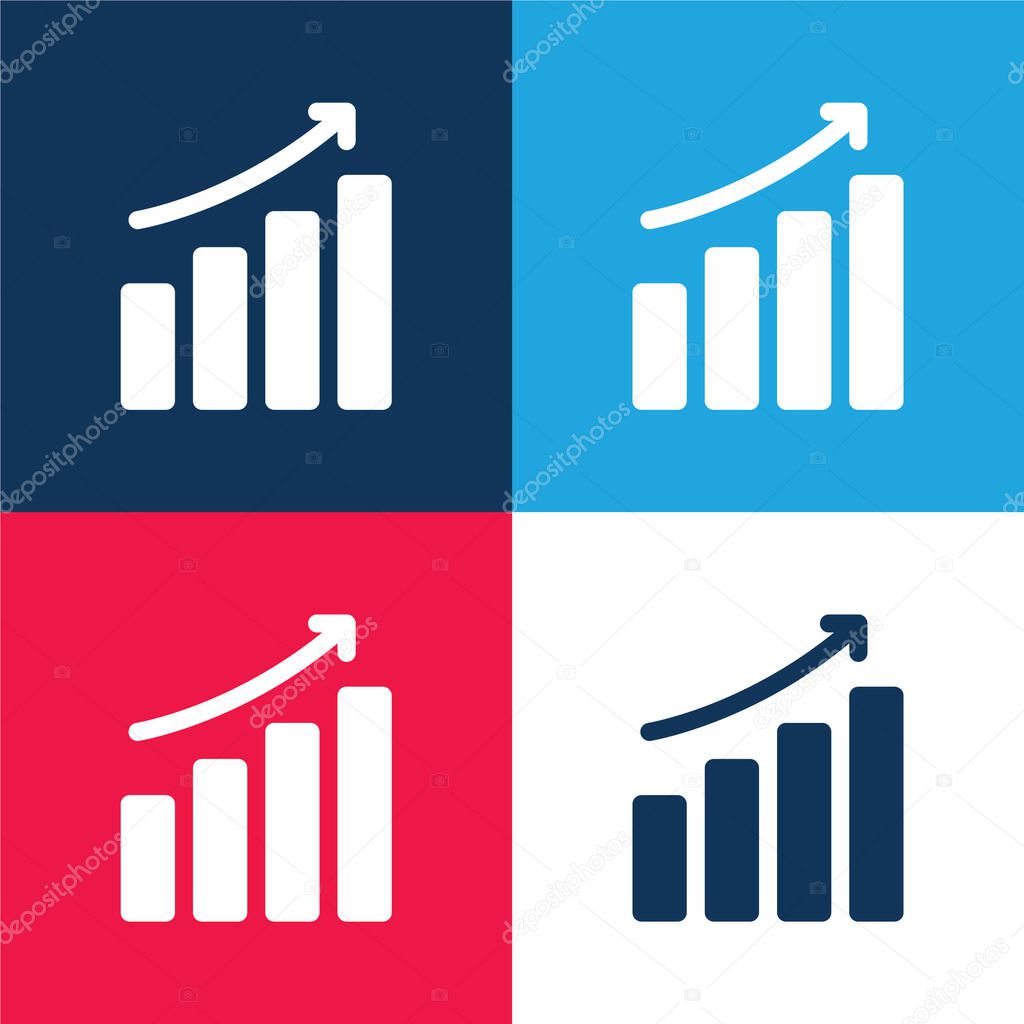 Bar Chart blue and red four color minimal icon set