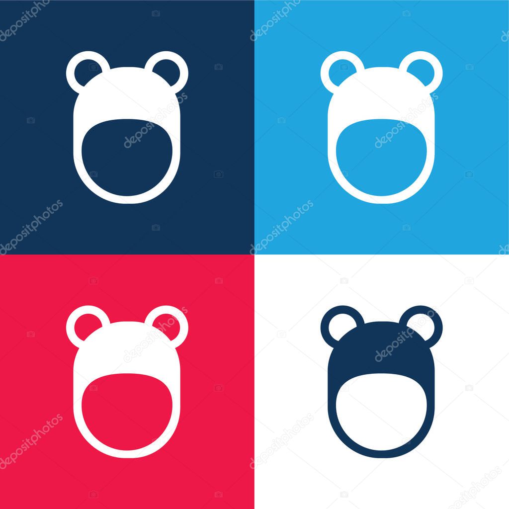 Bear Hat blue and red four color minimal icon set