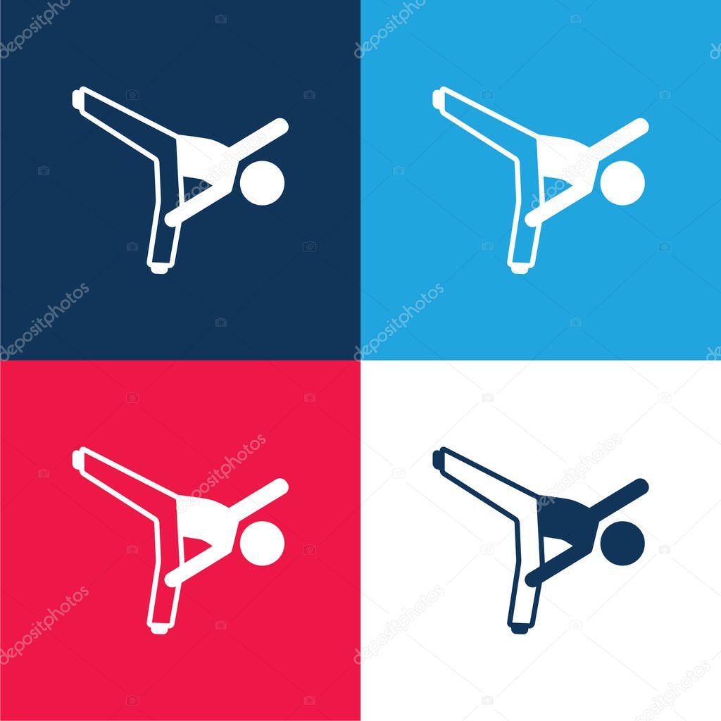 Boy Up Kick blue and red four color minimal icon set