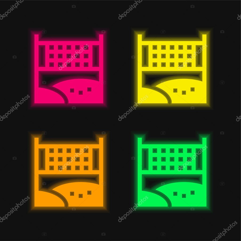 Beach Ball four color glowing neon vector icon