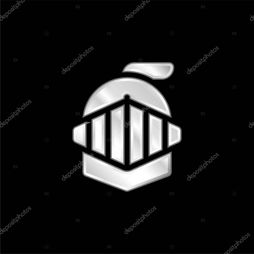 Armor silver plated metallic icon