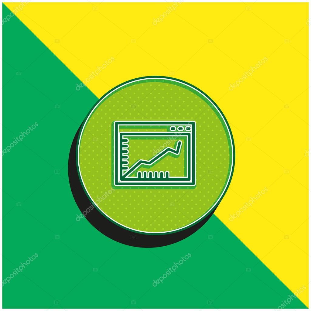 Ascendant Line Graphic On A Browser Window Inside A Circle Green and yellow modern 3d vector icon logo