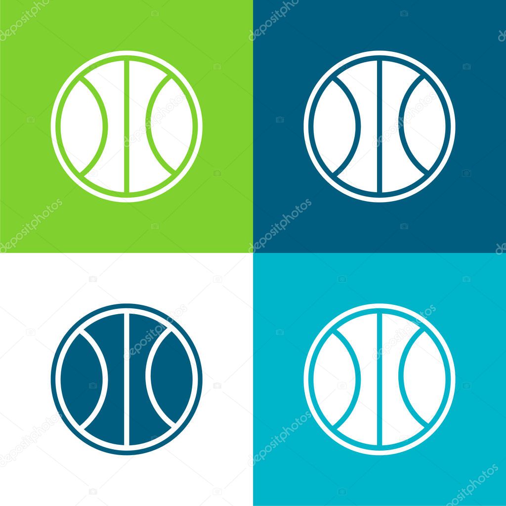 Basketball Ball Flat four color minimal icon set