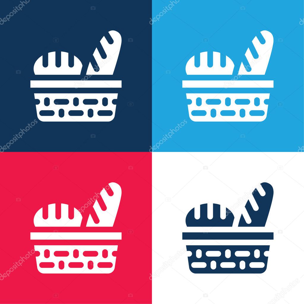 Bread blue and red four color minimal icon set