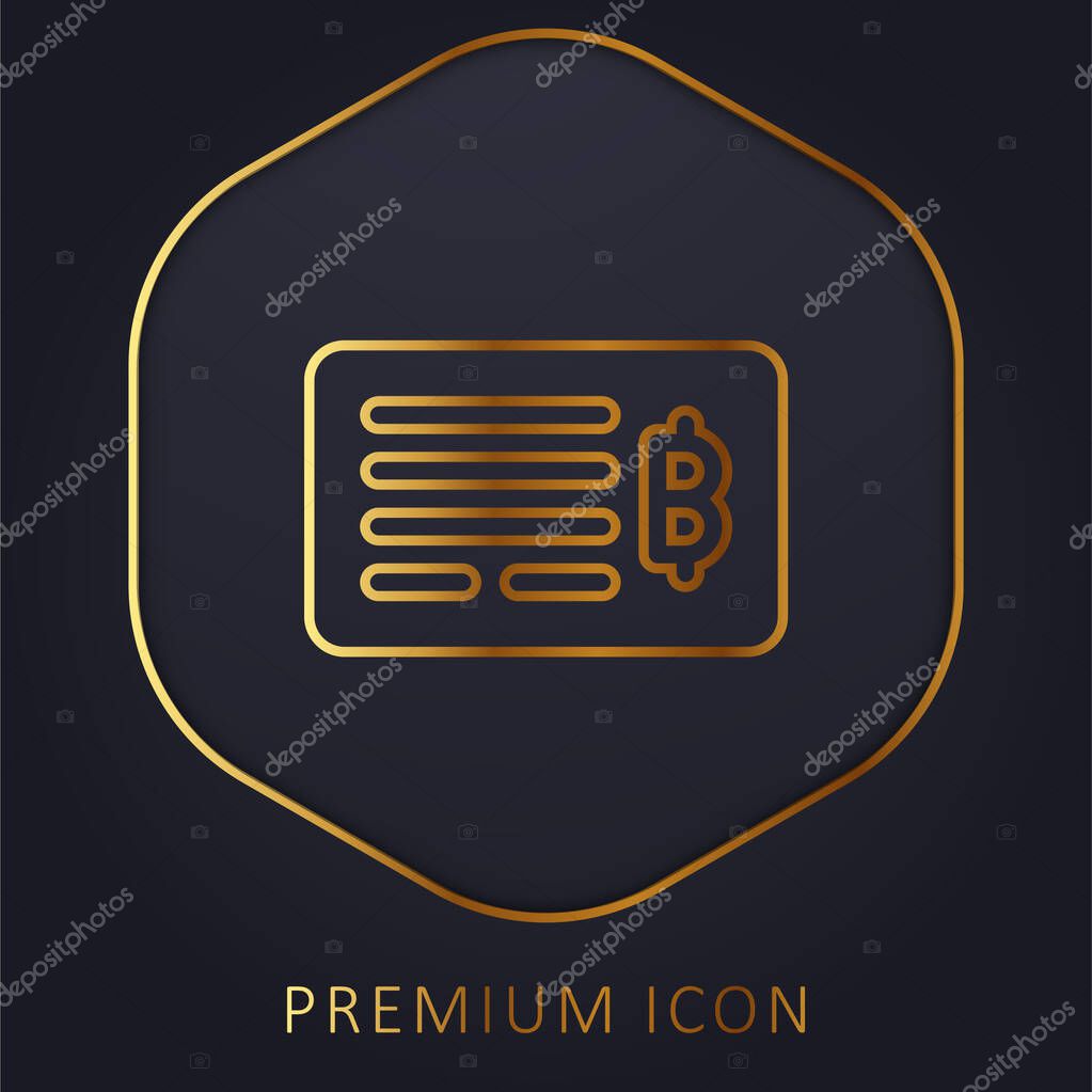 Bank Check golden line premium logo or icon
