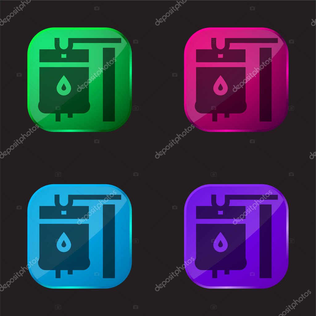 Blood four color glass button icon