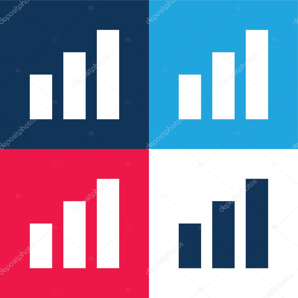 Analysis Bars. Infography blue and red four color minimal icon set