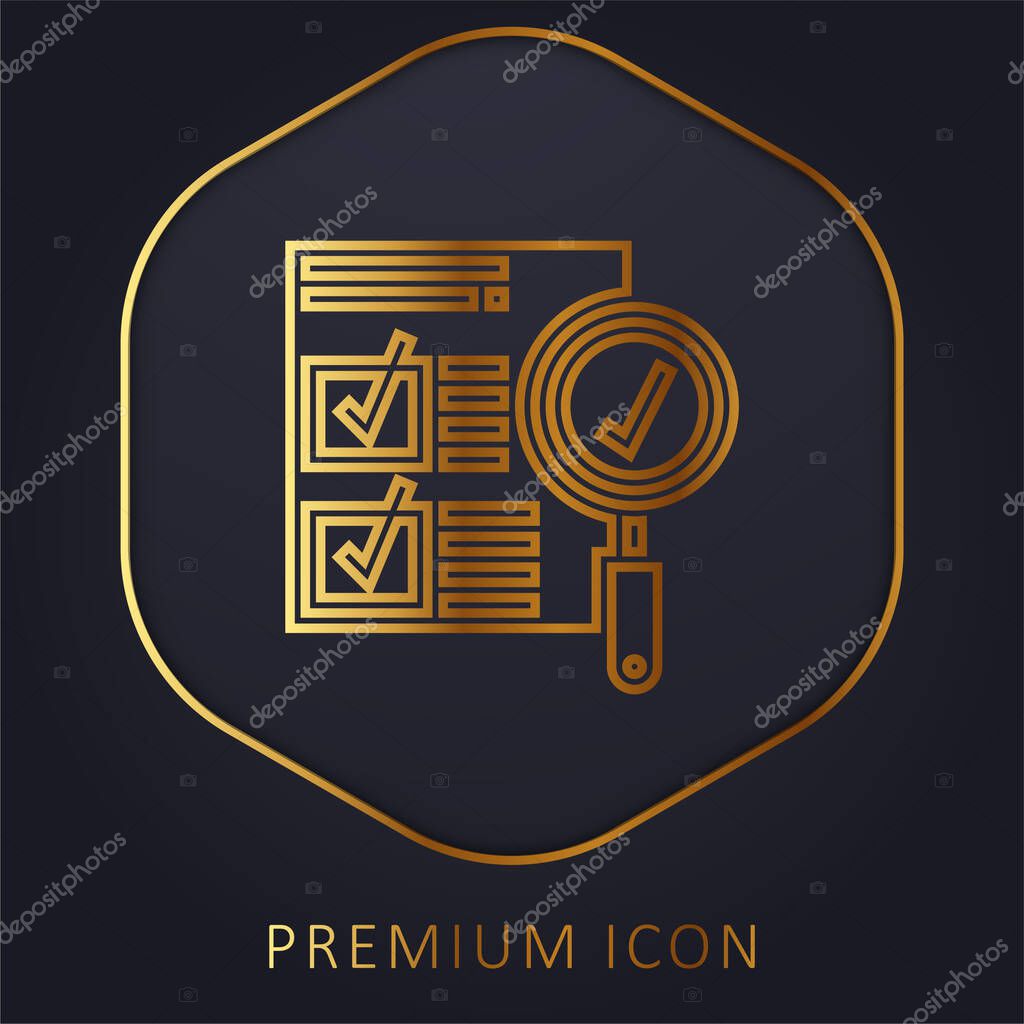 Approval golden line premium logo or icon