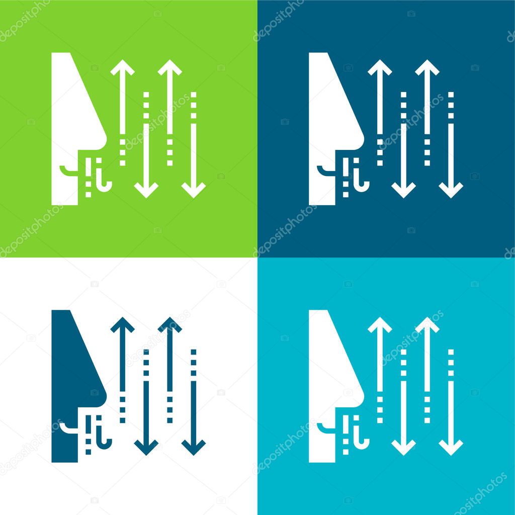 Breathing Flat four color minimal icon set