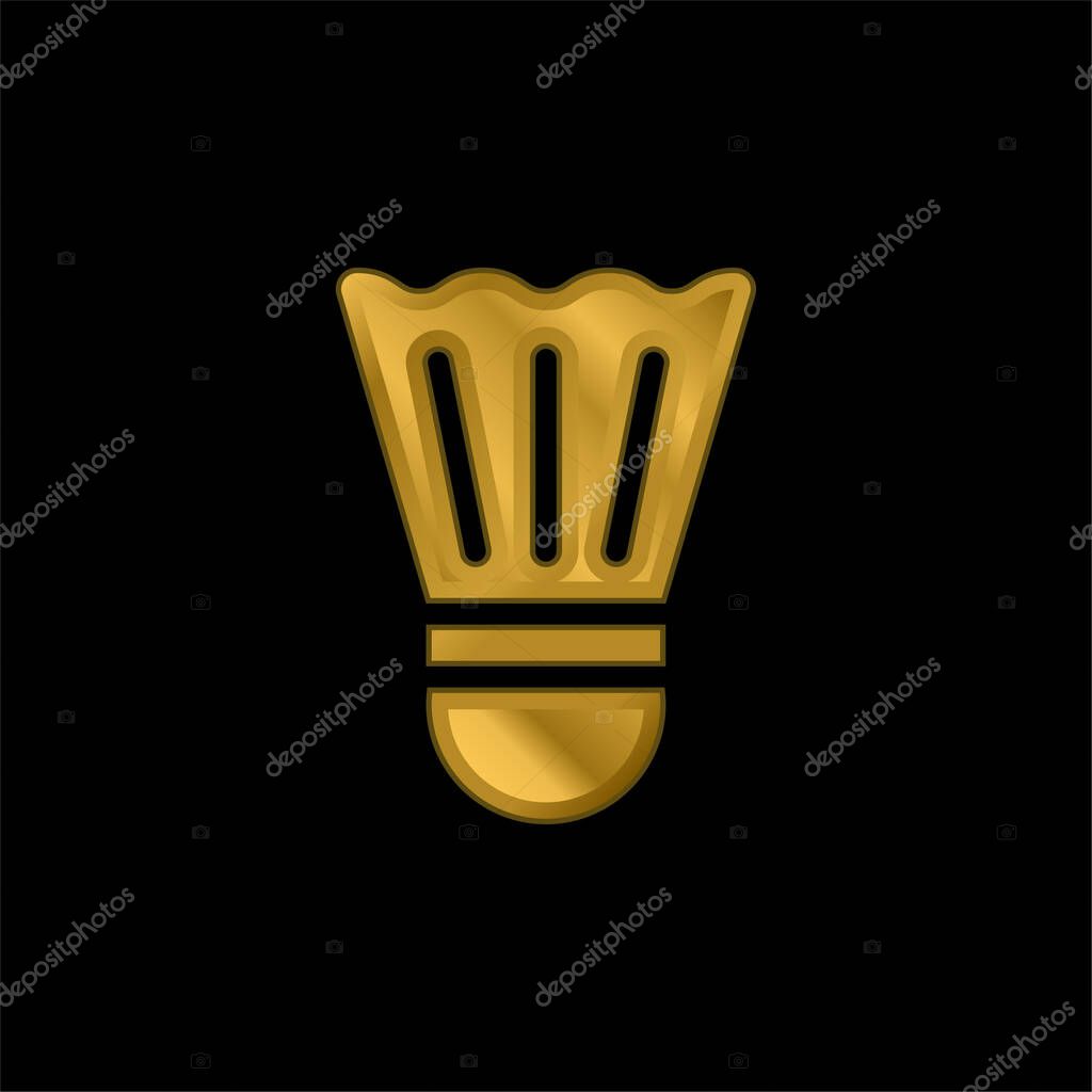 Badminton gold plated metalic icon or logo vector