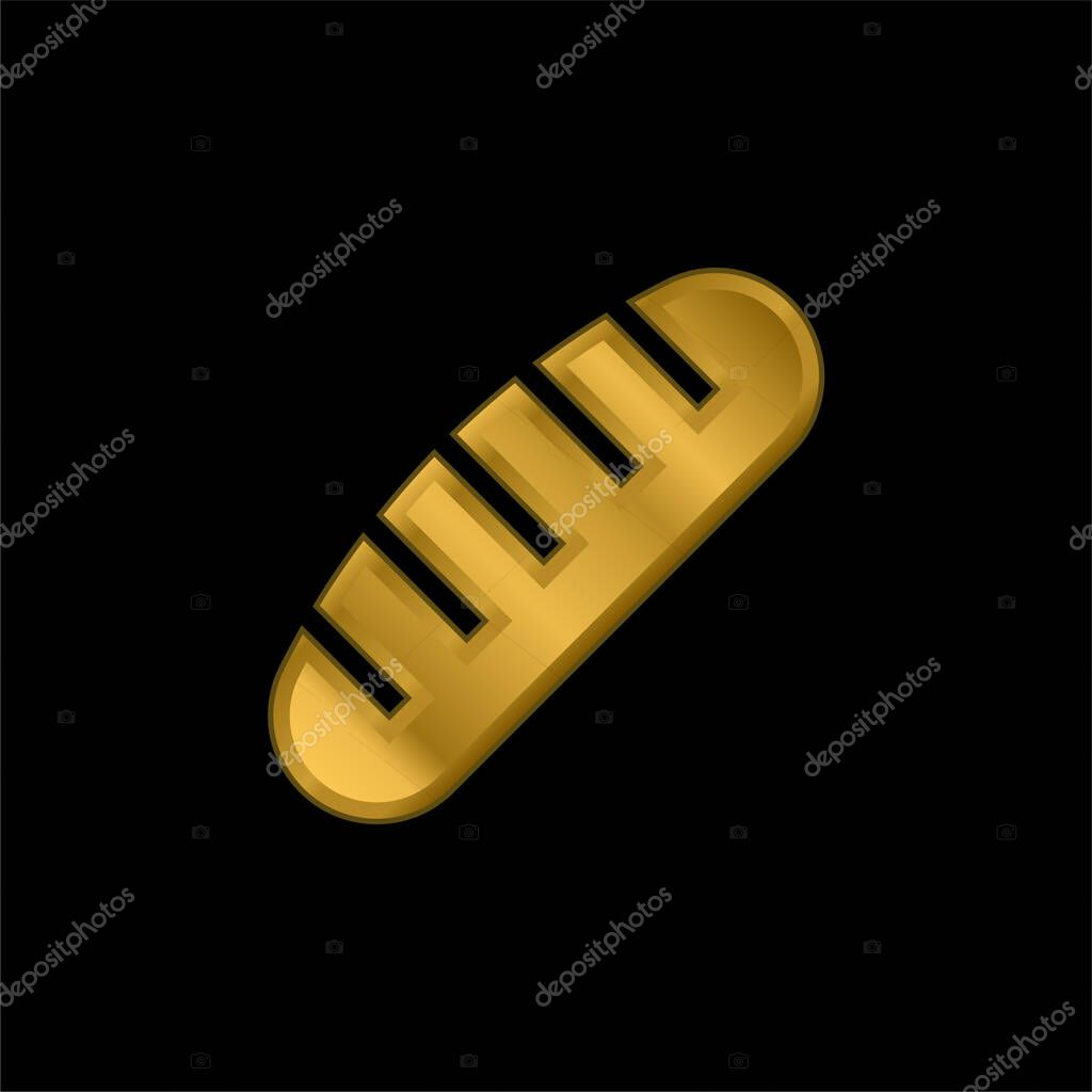Bread gold plated metalic icon or logo vector