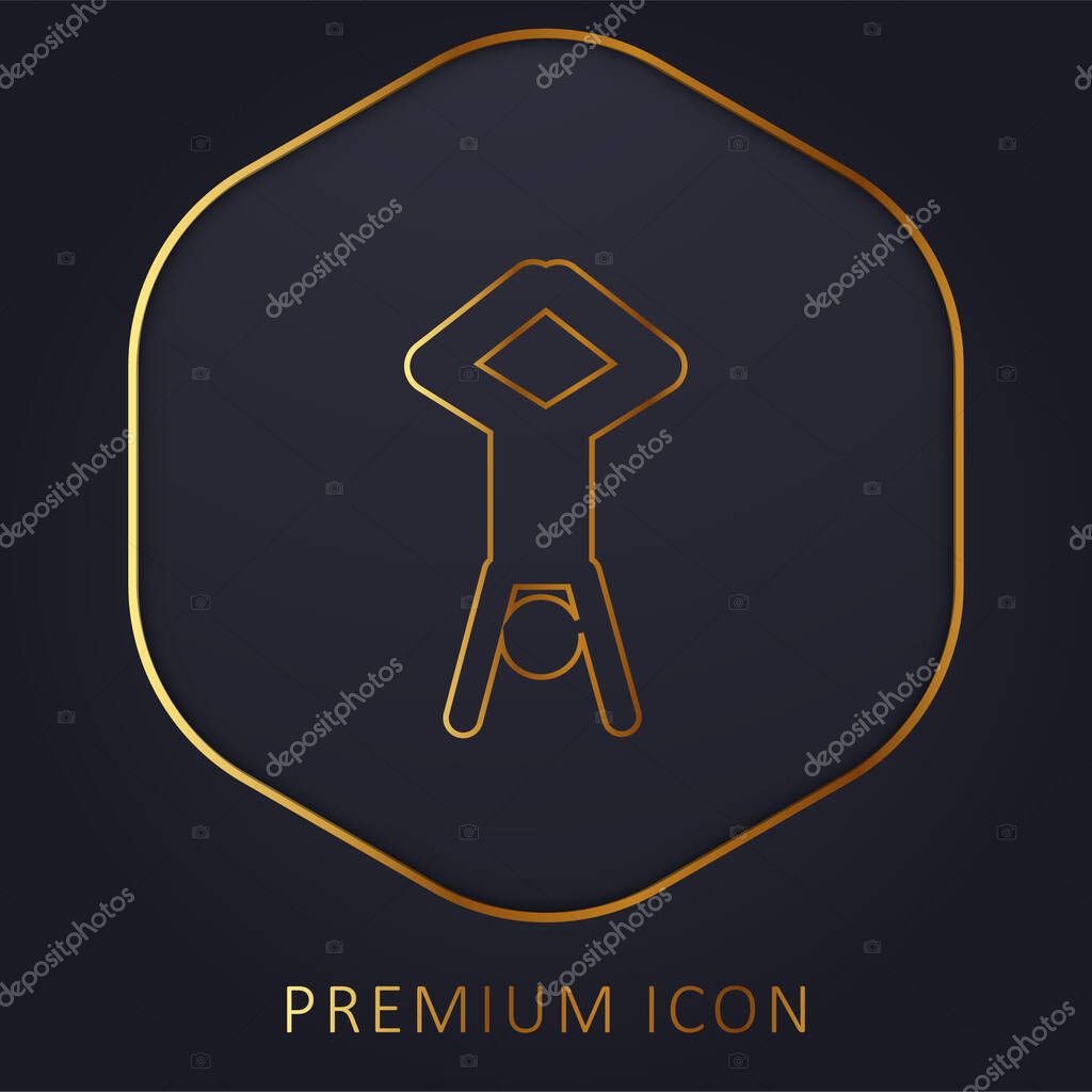 Acrobat Posture Silhouette With Head Down And Legs Up golden line premium logo or icon