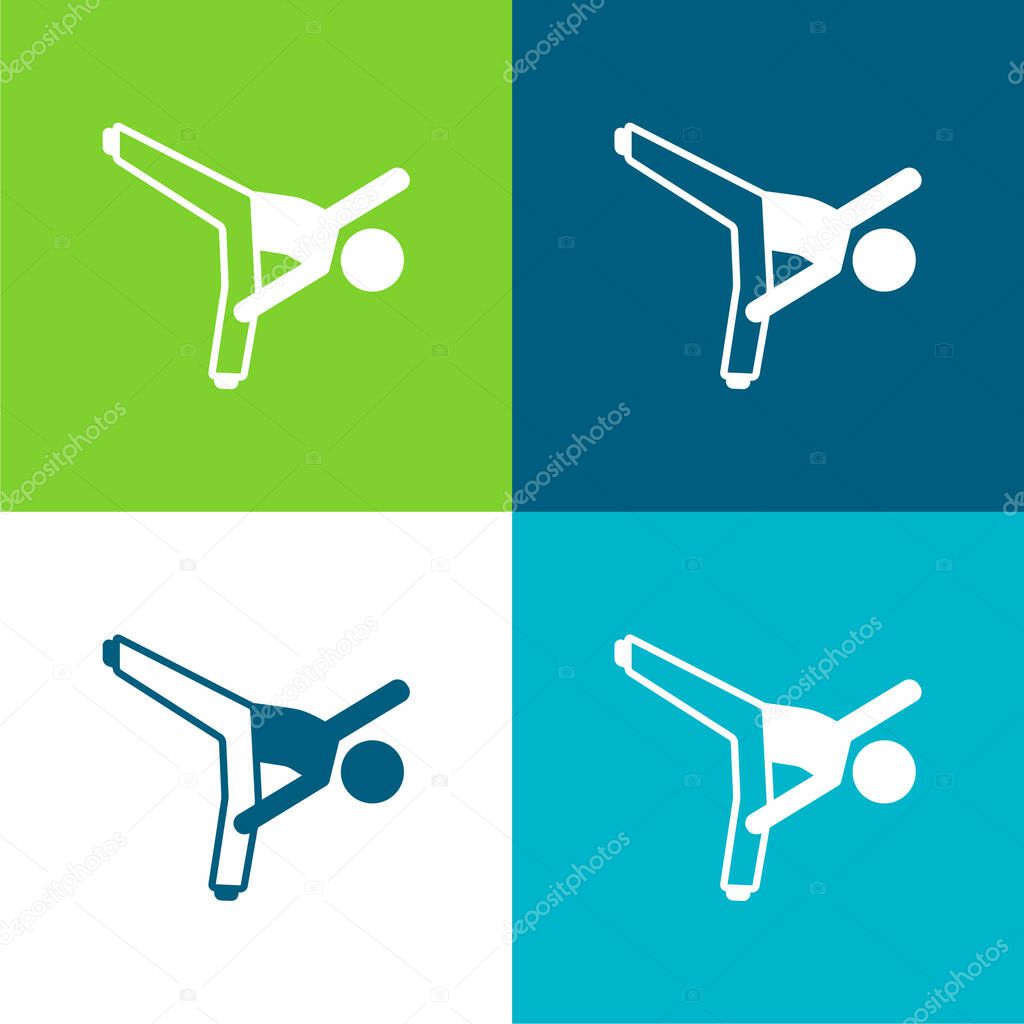 Boy Up Kick Flat four color minimal icon set