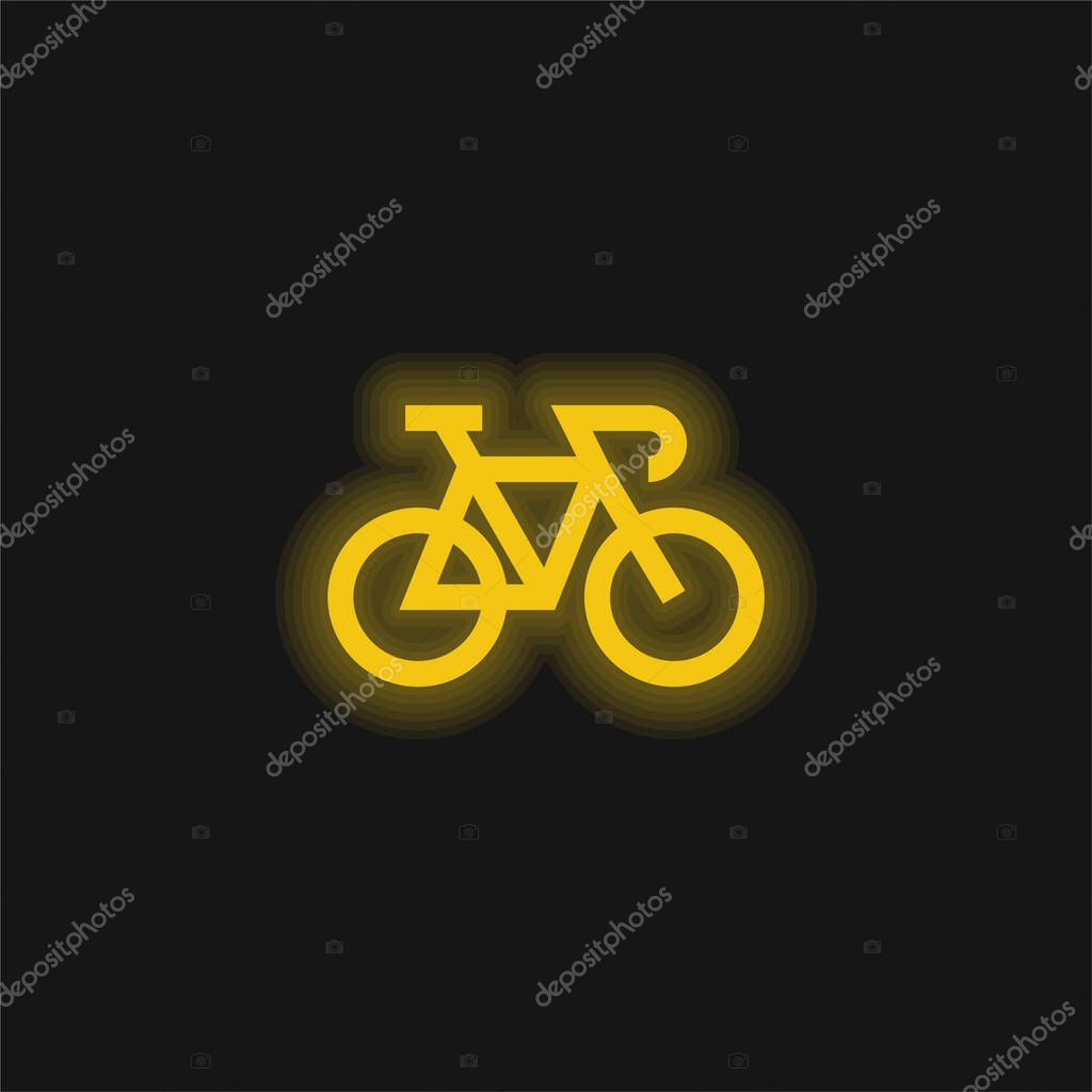 Bike yellow glowing neon icon