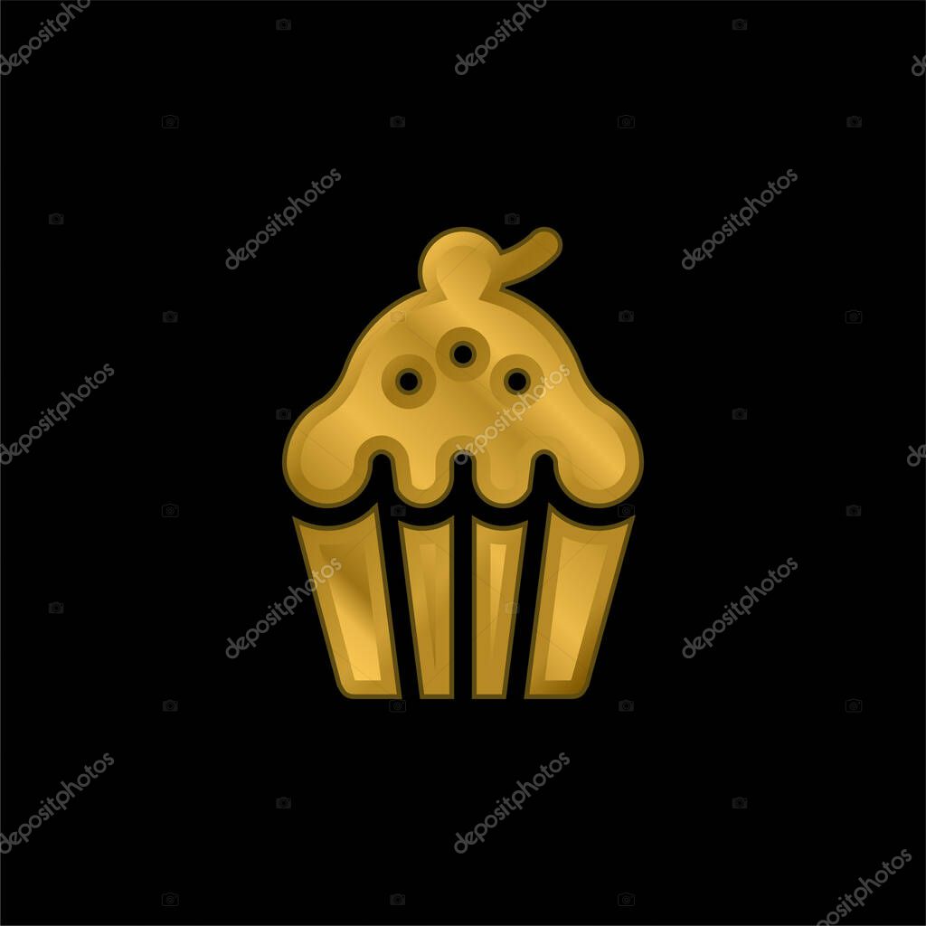 Baked gold plated metalic icon or logo vector
