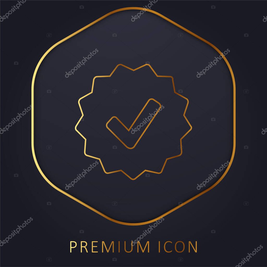 Approval Symbol In Badge golden line premium logo or icon