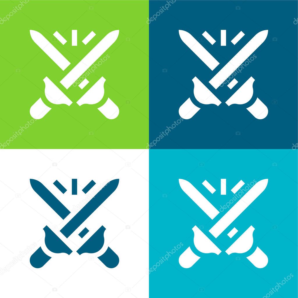 Battle Flat four color minimal icon set