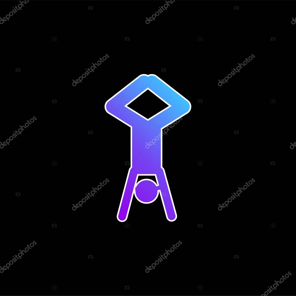 Acrobat Posture Silhouette With Head Down And Legs Up blue gradient vector icon