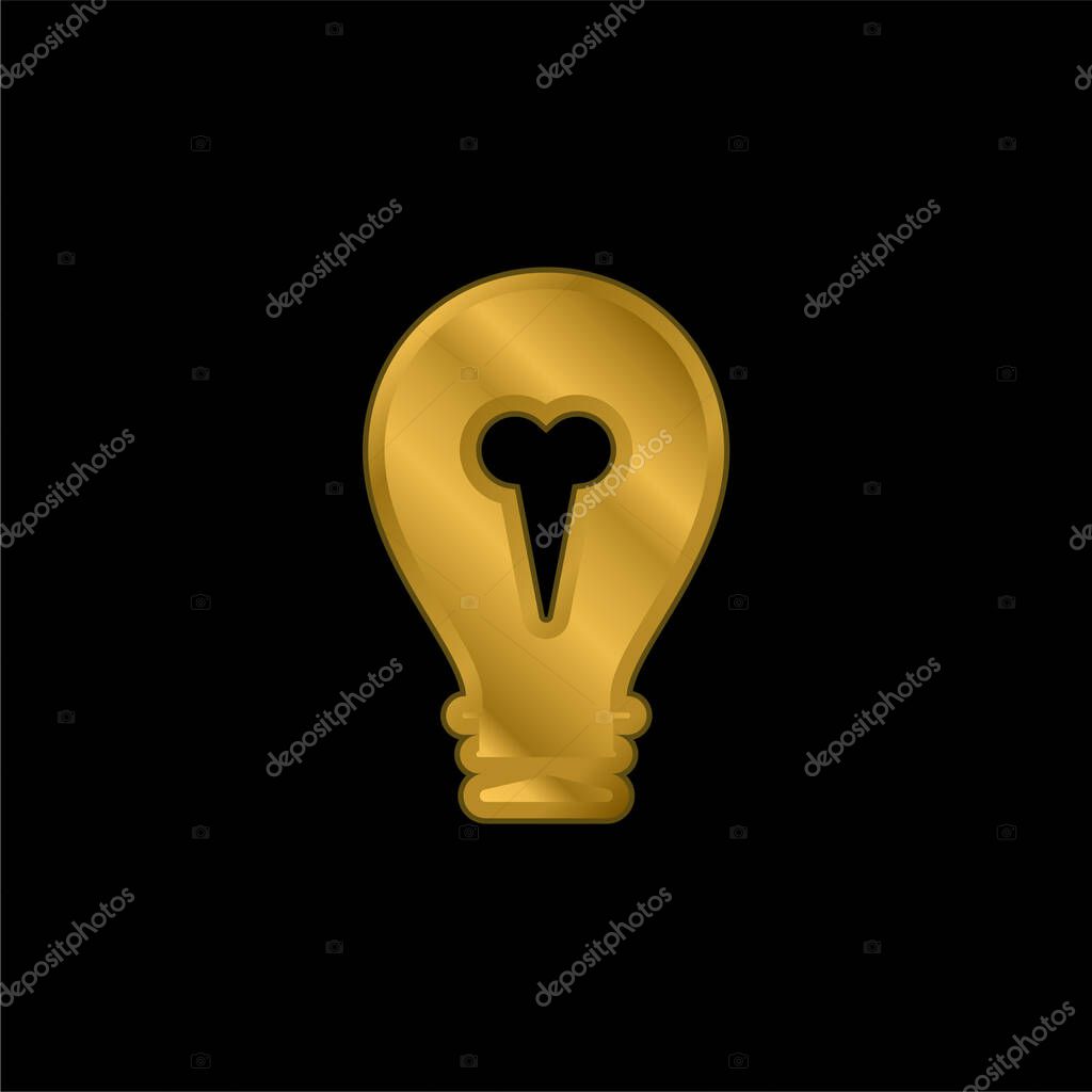 Big Light Bulb gold plated metalic icon or logo vector
