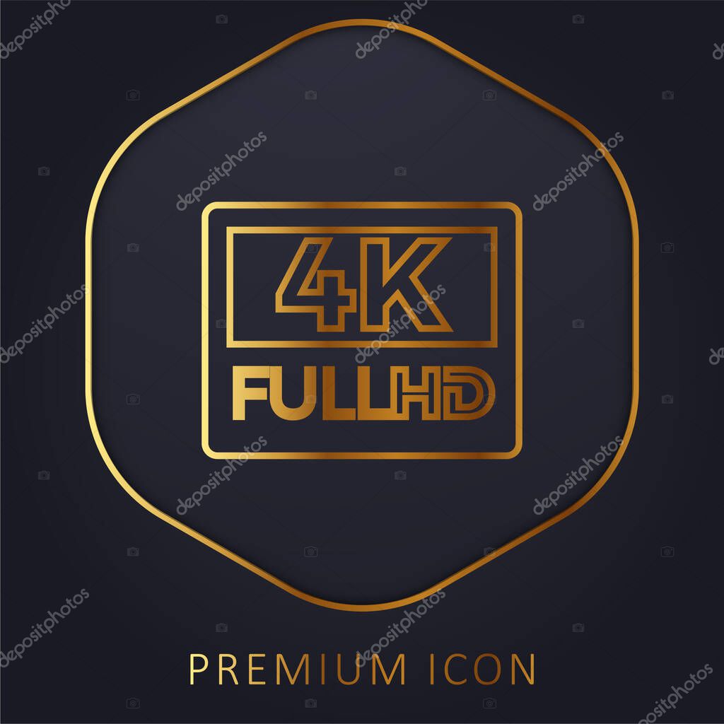 4K FullHD golden line premium logo or icon