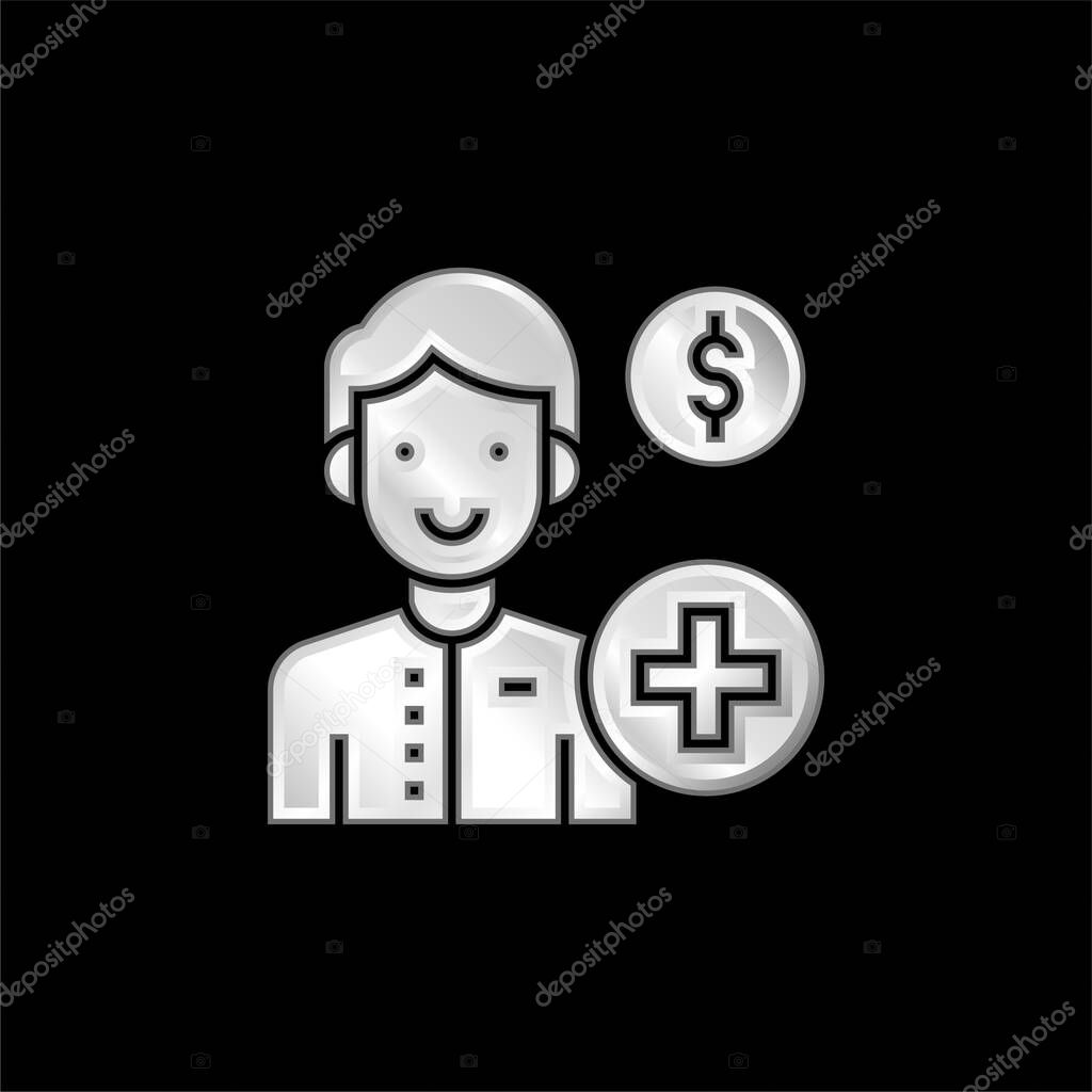 Account silver plated metallic icon