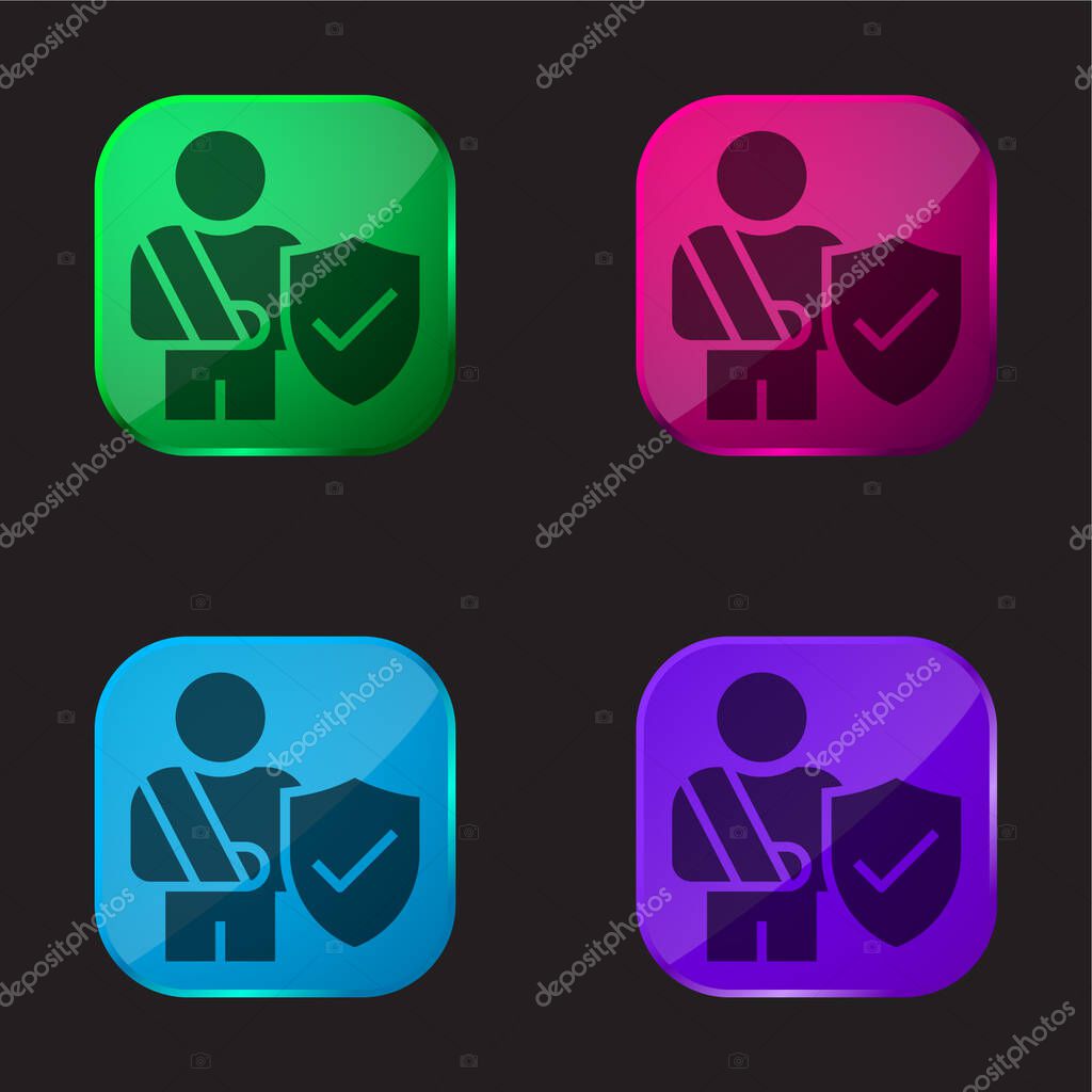 Accident four color glass button icon