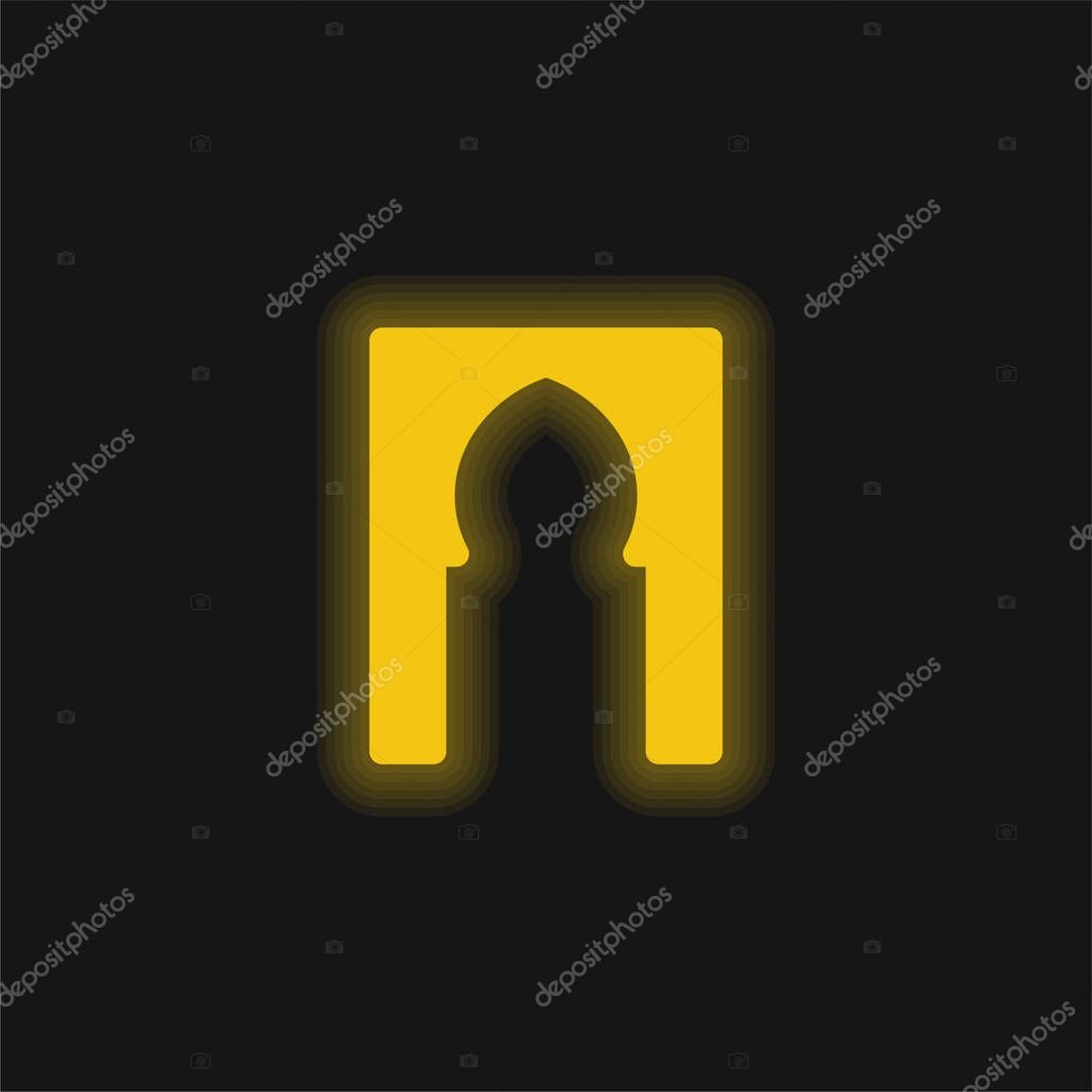Arch yellow glowing neon icon