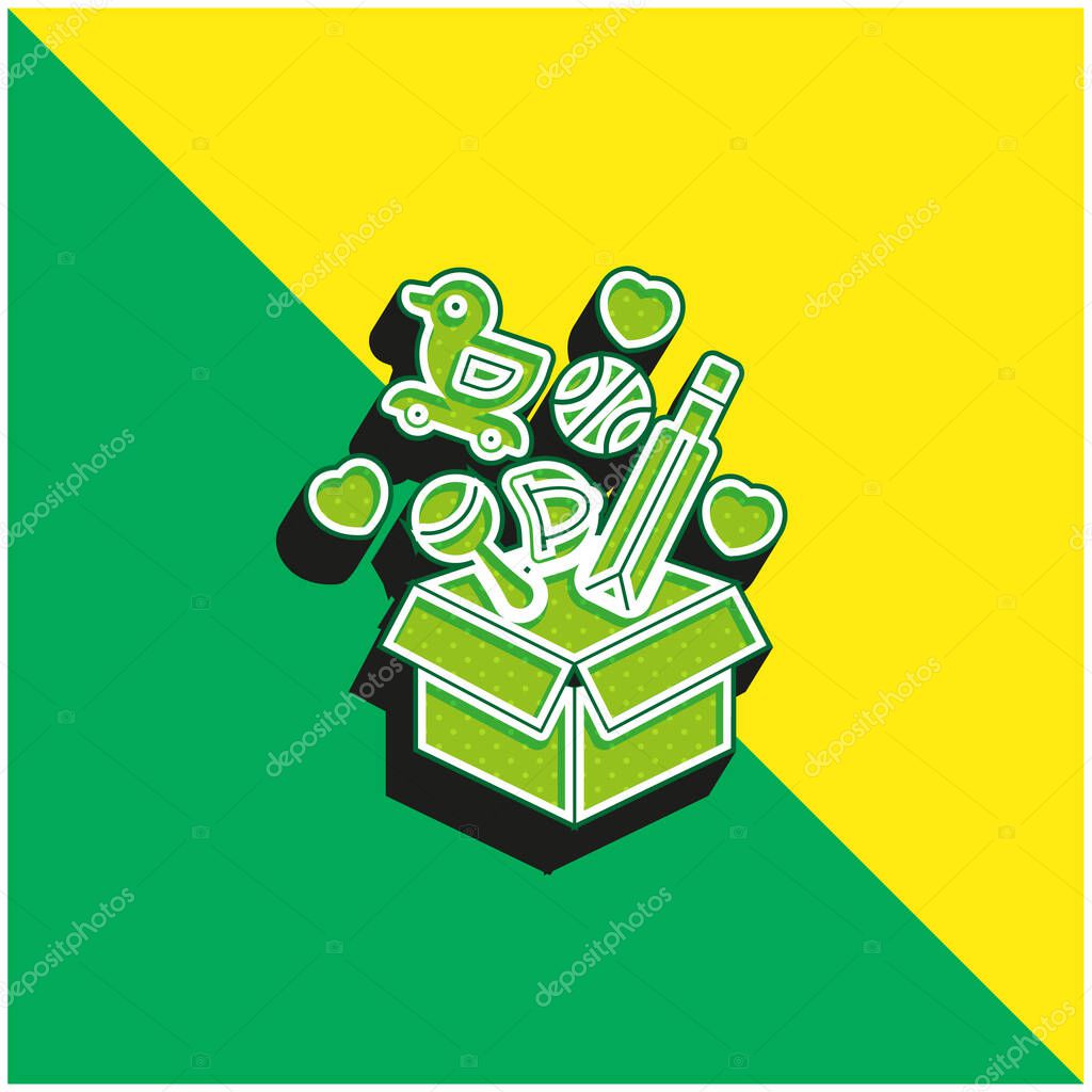 Box Green and yellow modern 3d vector icon logo