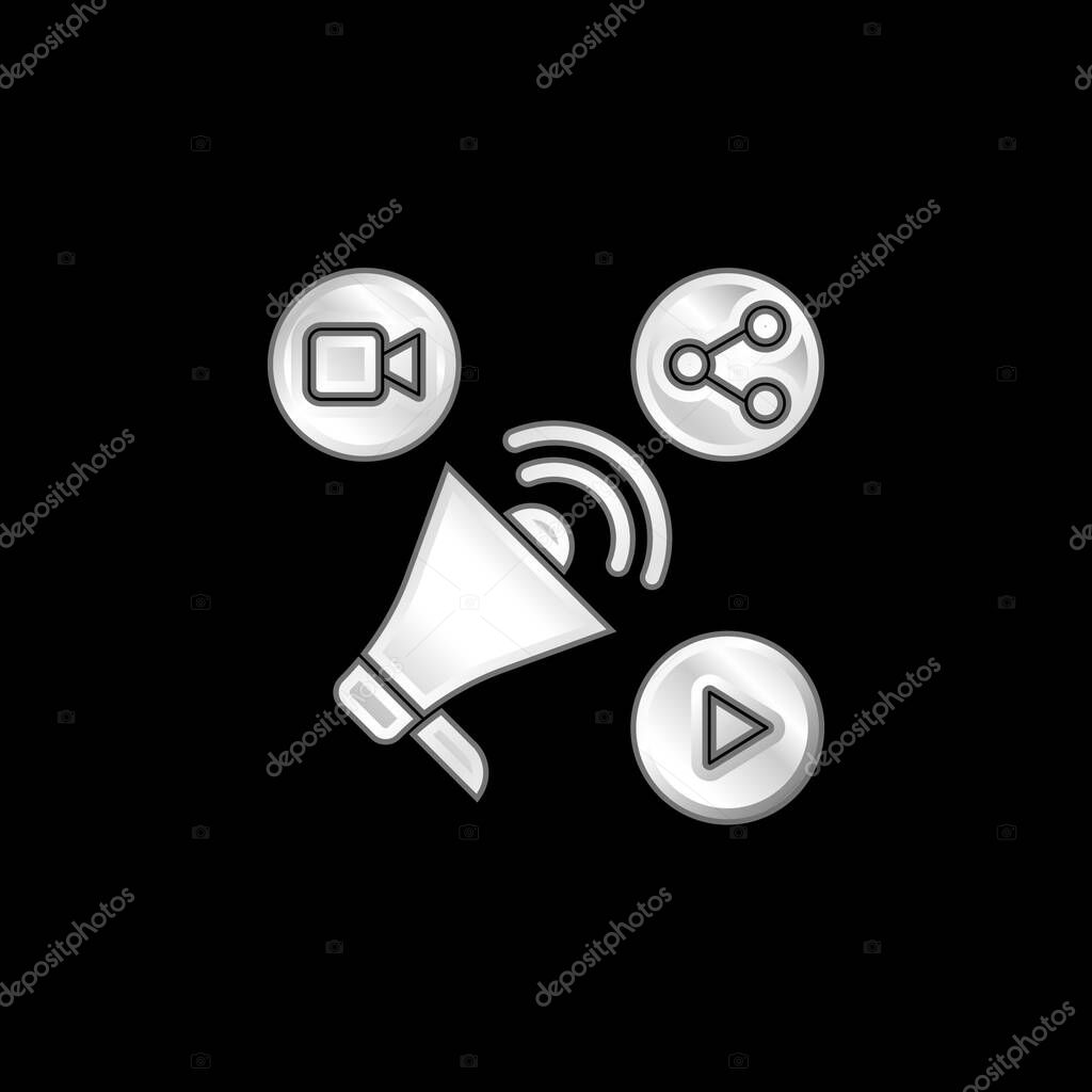 Advertising silver plated metallic icon