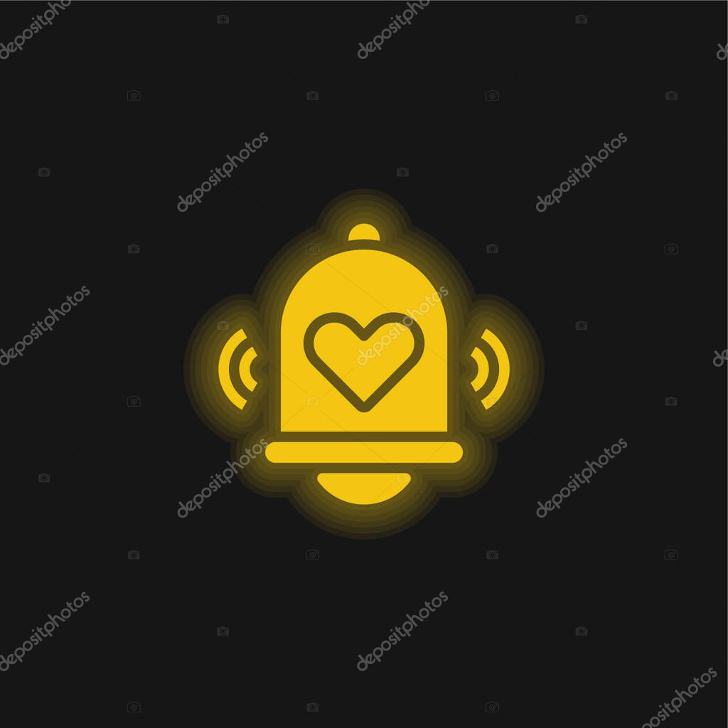 Bell yellow glowing neon icon