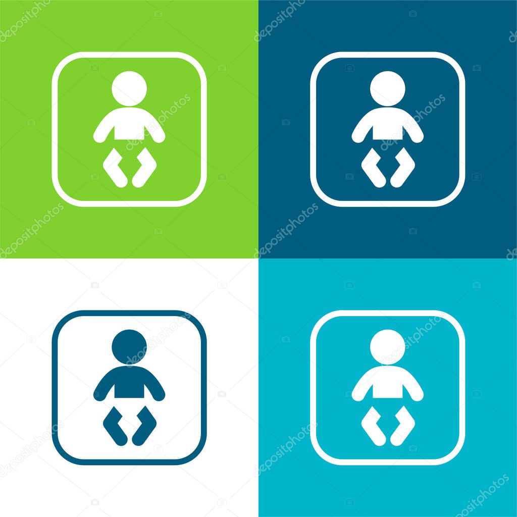 Baby Zone Flat four color minimal icon set