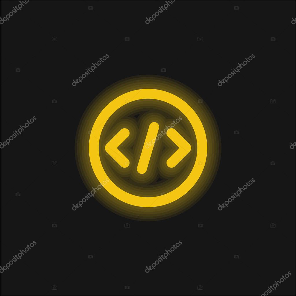 Bracket yellow glowing neon icon