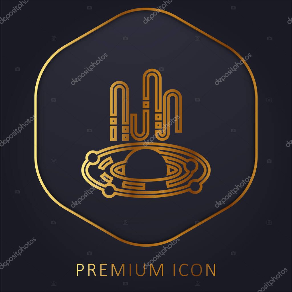 Black Hole golden line premium logo or icon