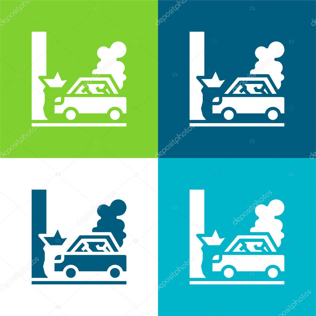 Accident Flat four color minimal icon set