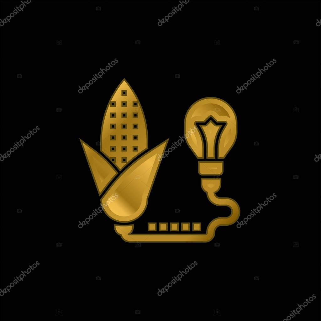 Biomass gold plated metalic icon or logo vector