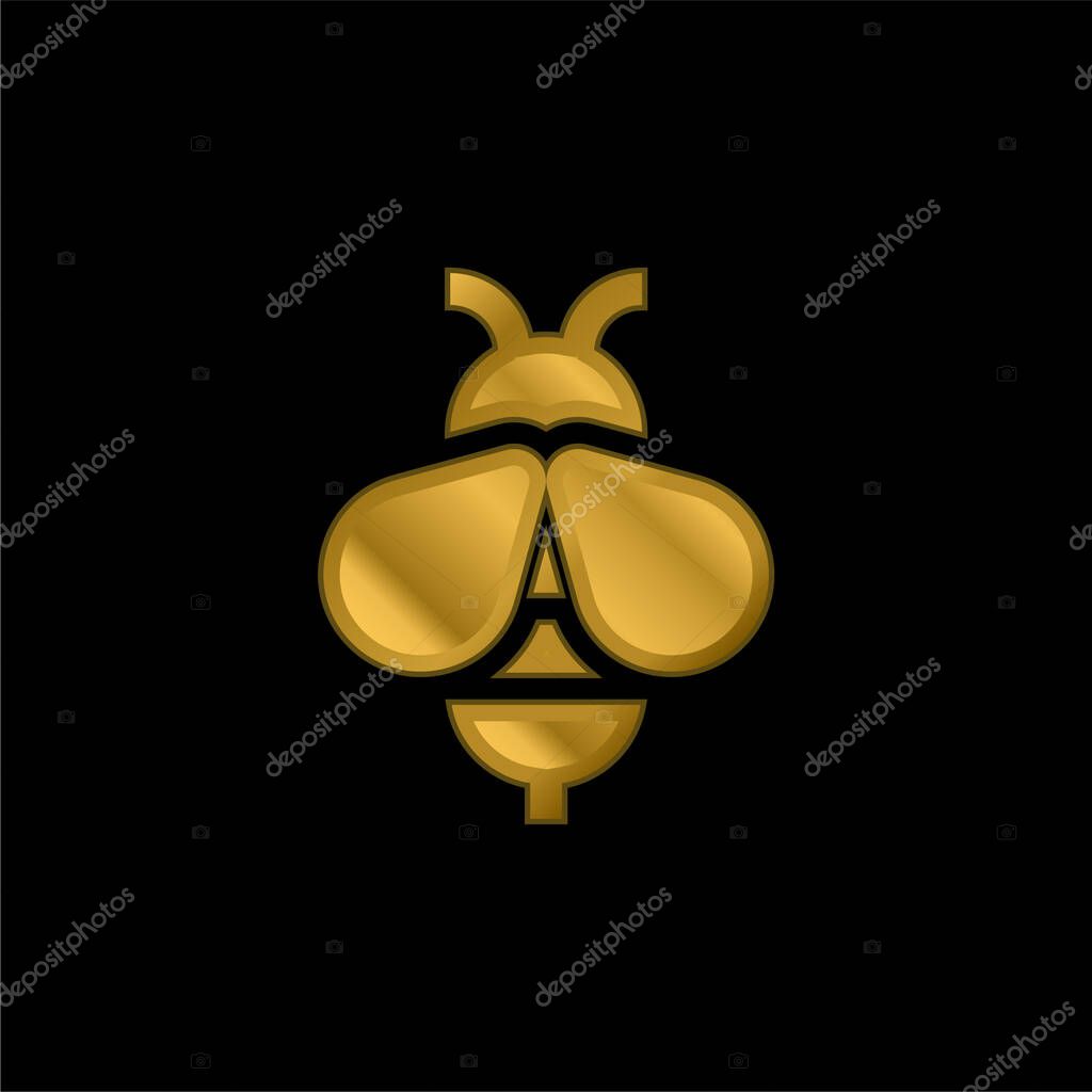 Bee gold plated metalic icon or logo vector
