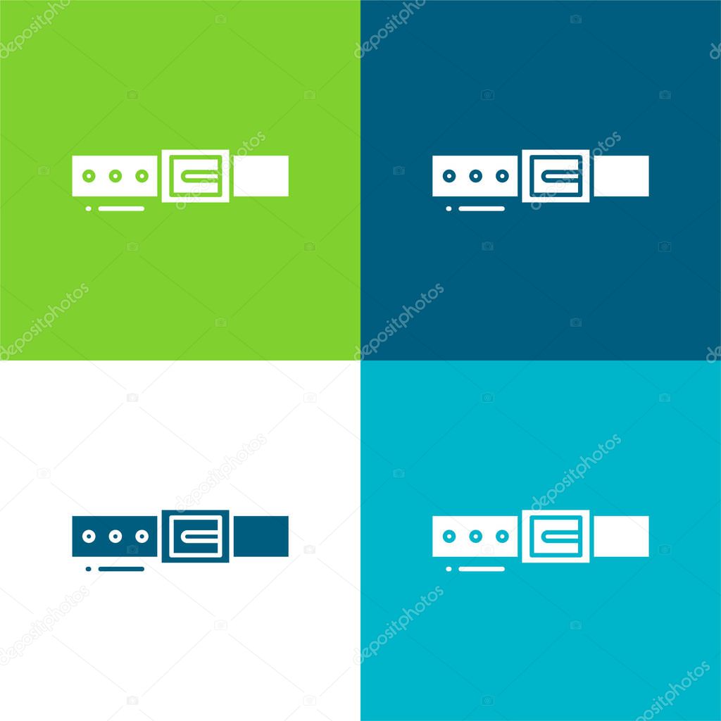 Belt Flat four color minimal icon set