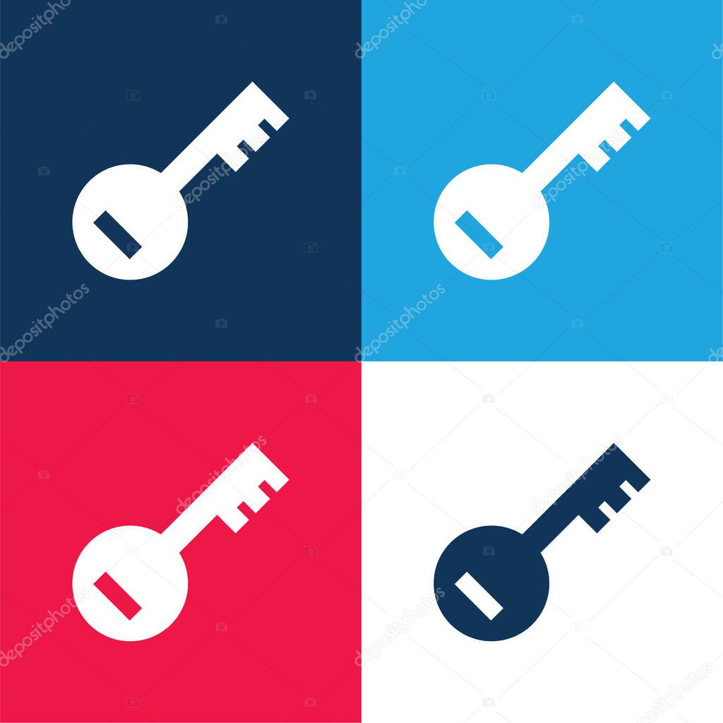 Account PassKey blue and red four color minimal icon set
