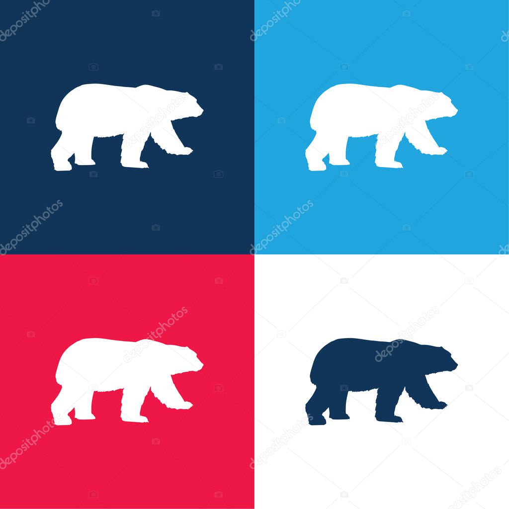 Bear Black Shape blue and red four color minimal icon set
